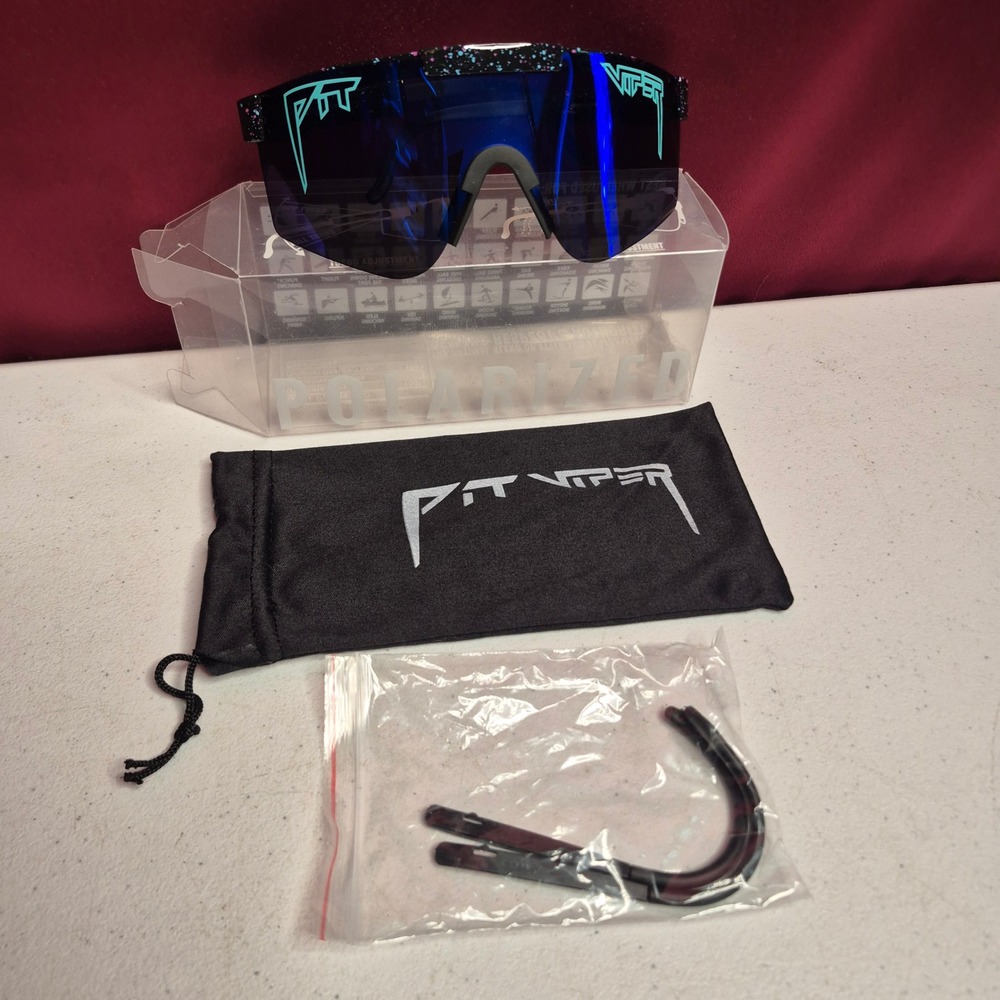 Pit Viper Sunglasses The Night Fall Polarized Black Pink Blue Splatter Sport